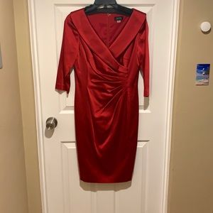 Red Tahari satin dress size 8